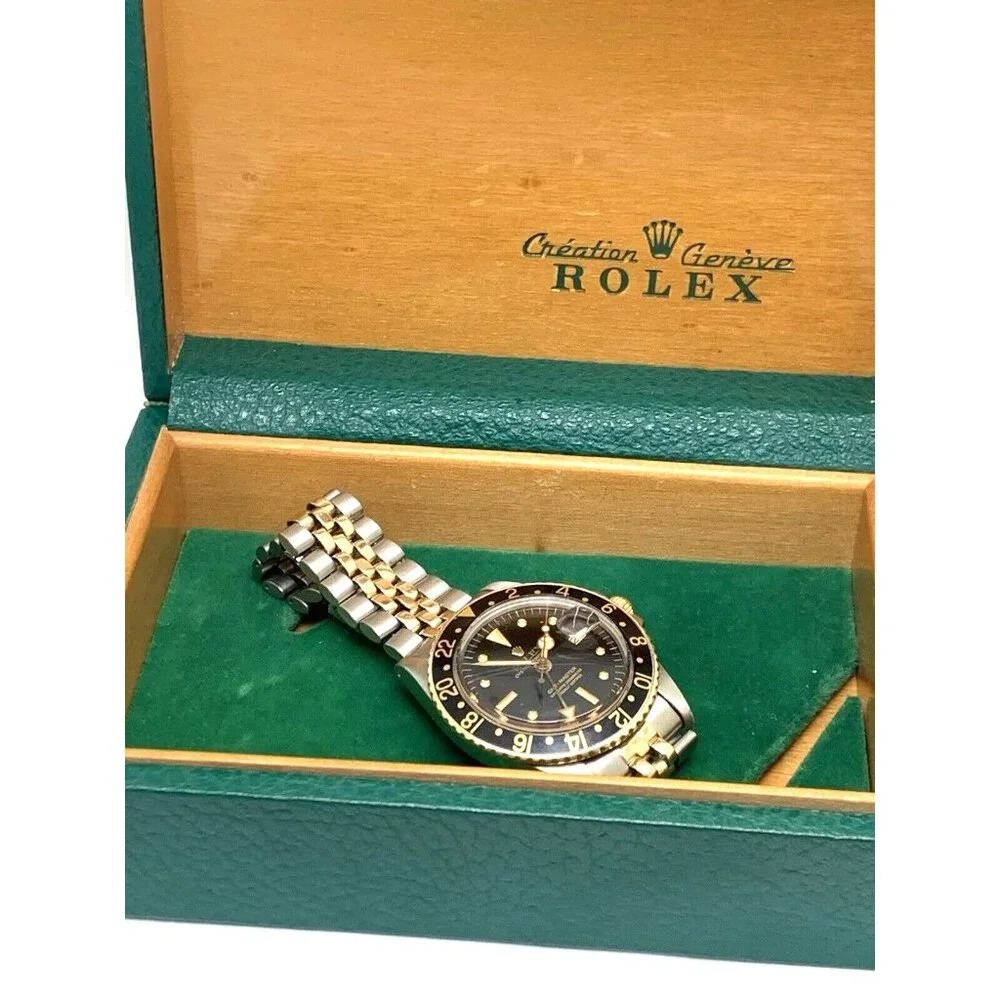 Rolex Men's Watch 1675 GMT Master Automatic Vintage 1979 Black Dial Two Tone